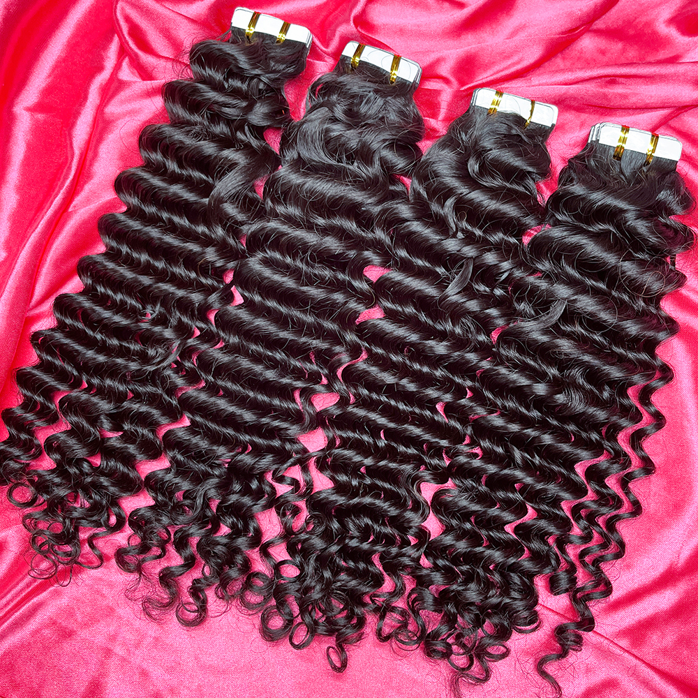 Dima Hair 12a Deep Wave Invisible Tape In Extension 20 Pcs