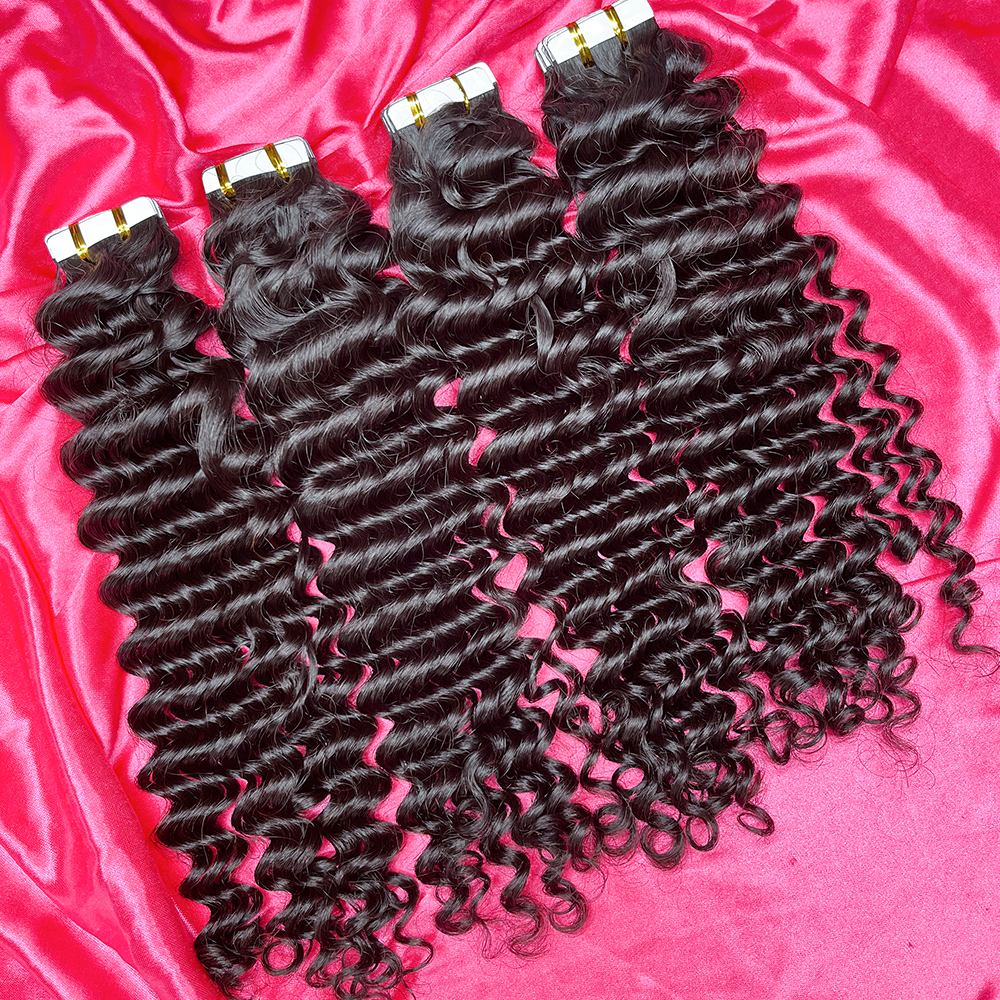 Dima Hair 12a Deep Wave Invisible Tape In Extension 20 Pcs