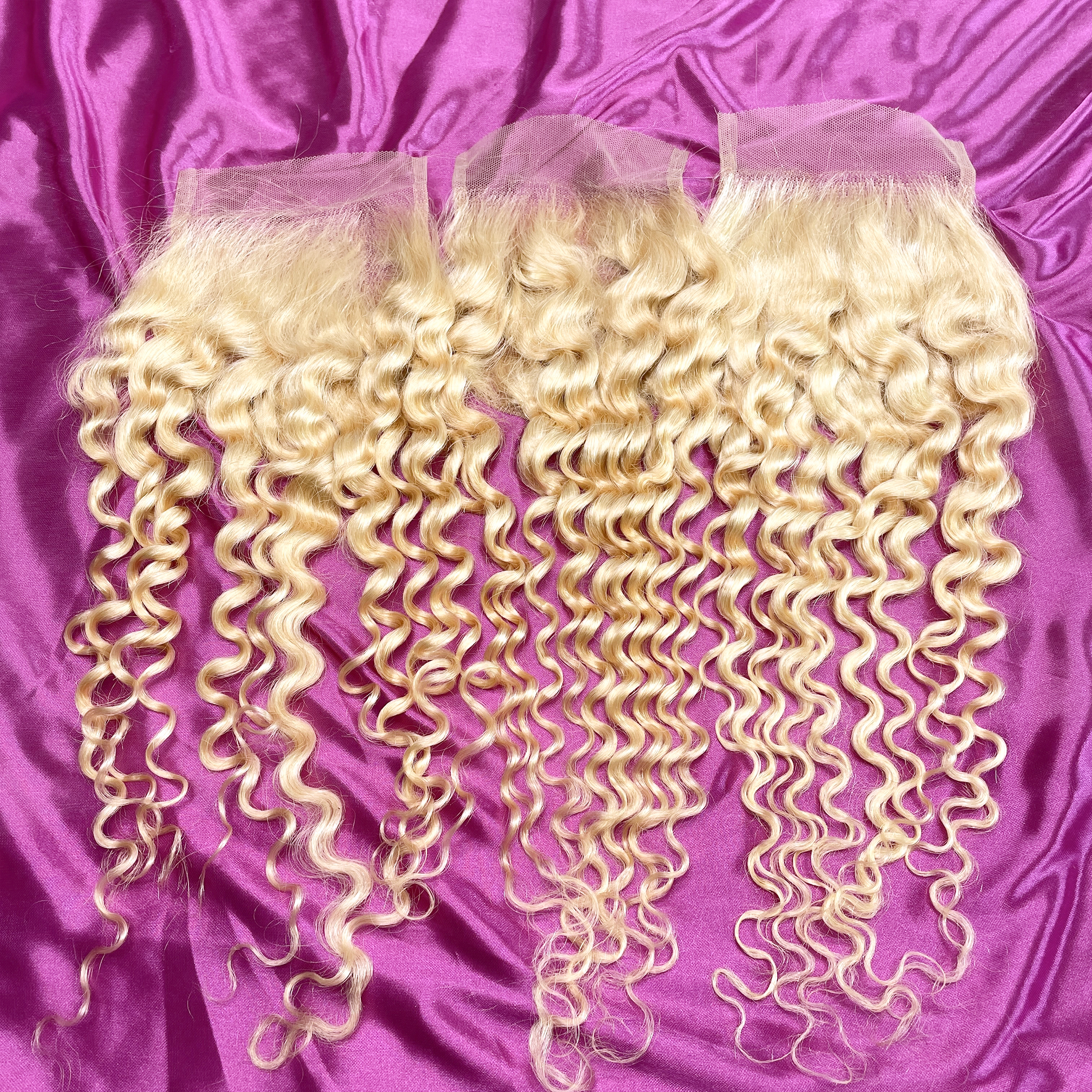 Dima Deep Wave Brazilian Virgin Remy Human Hair 613 Blonde 4x4 Transparent Lace Closure