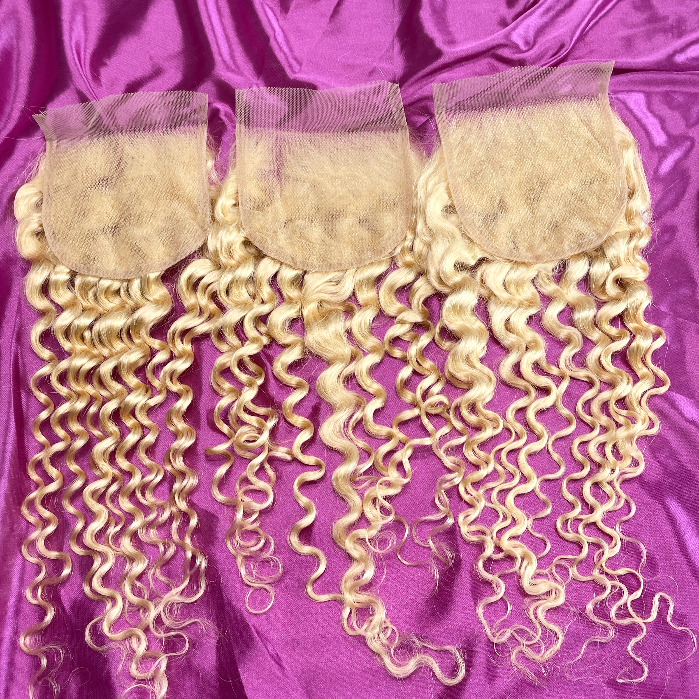 Dima Deep Wave Brazilian Virgin Remy Human Hair 613 Blonde 4x4 Transparent Lace Closure
