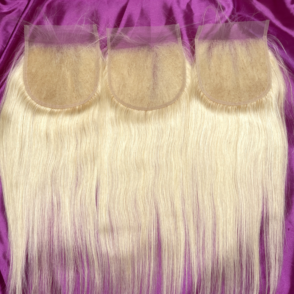Dima 613 Blonde Color Straight Virgin Human Hair 5x5 Transparent Lace Closure