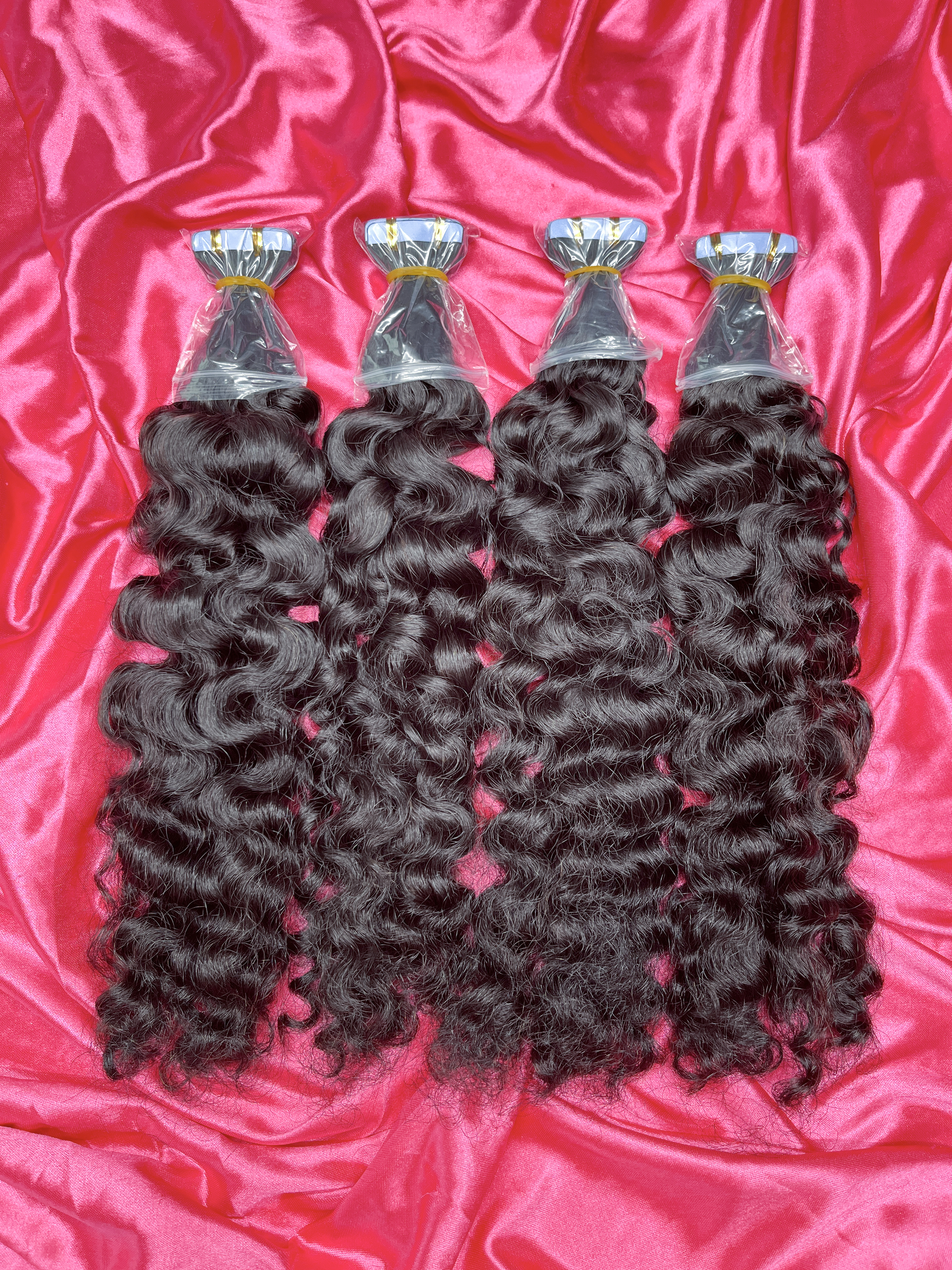 Dima Hair Natural Color Burmese Curly Raw Hair Tape In Hair Extension 20 Pcs