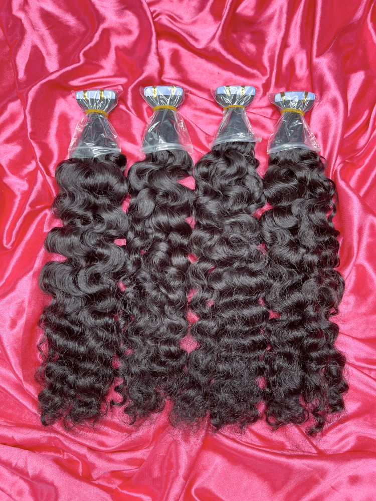 Dima Hair Natural Color Burmese Curly Raw Hair Tape In Hair Extension 20 Pcs