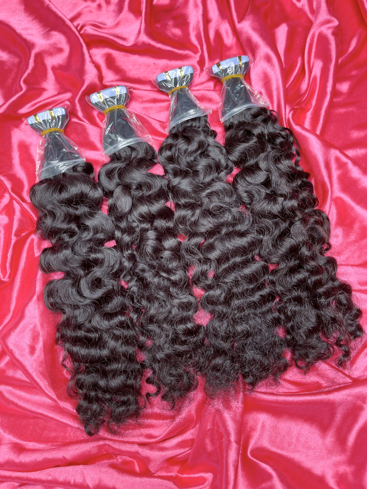Dima Hair Natural Color Burmese Curly Raw Hair Tape In Hair Extension 20 Pcs