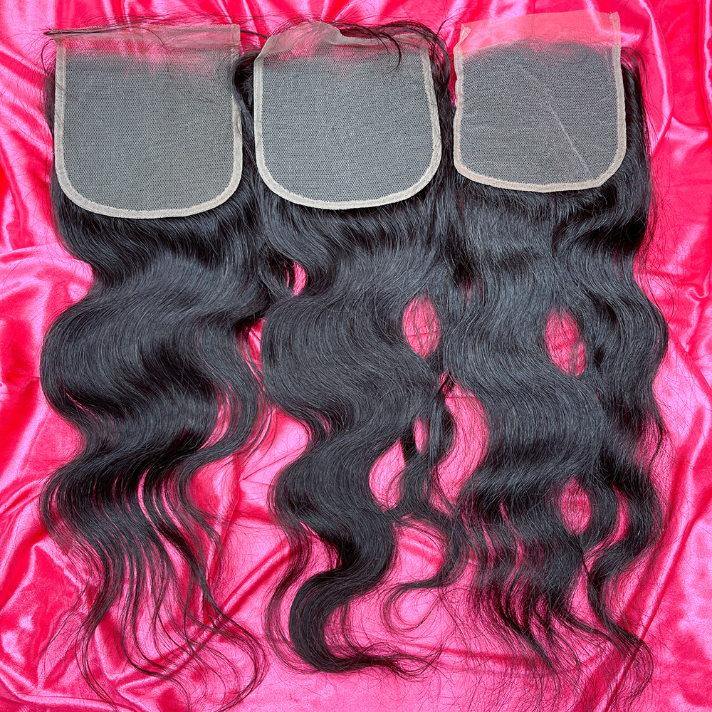 Dima Indian Wavy 100% Raw Human Hair Sew In 5x5 Transparent Lace Closure