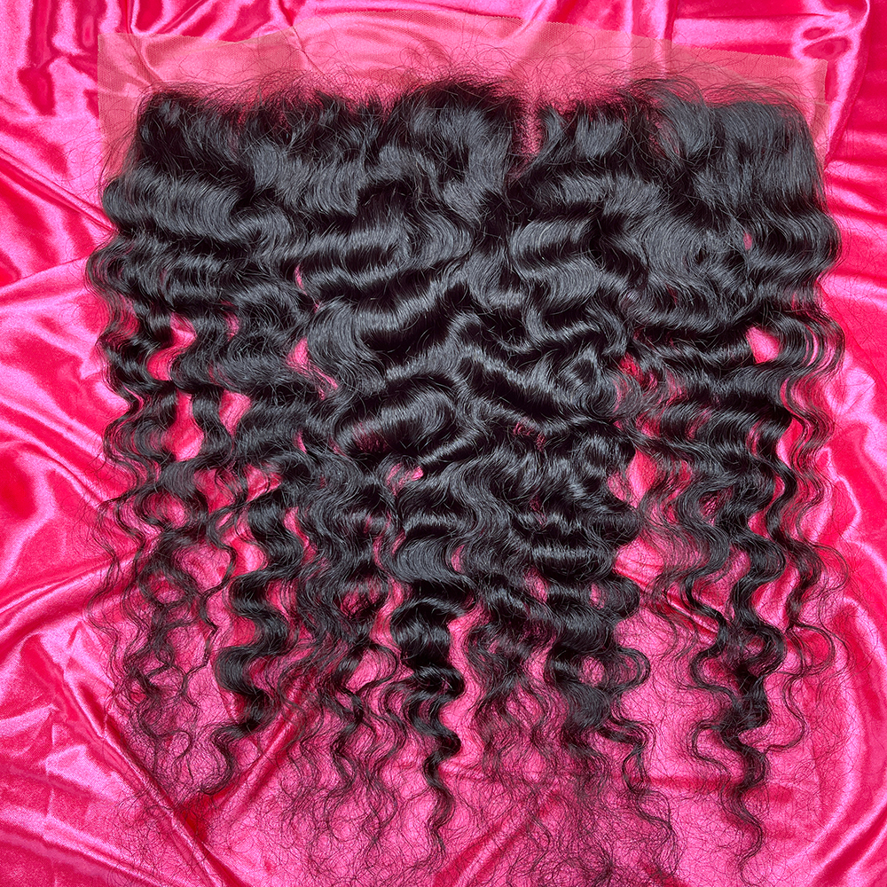 Dima Raw Hair Natural Color Burmese Curly 13x4 Transparent Lace Frontal