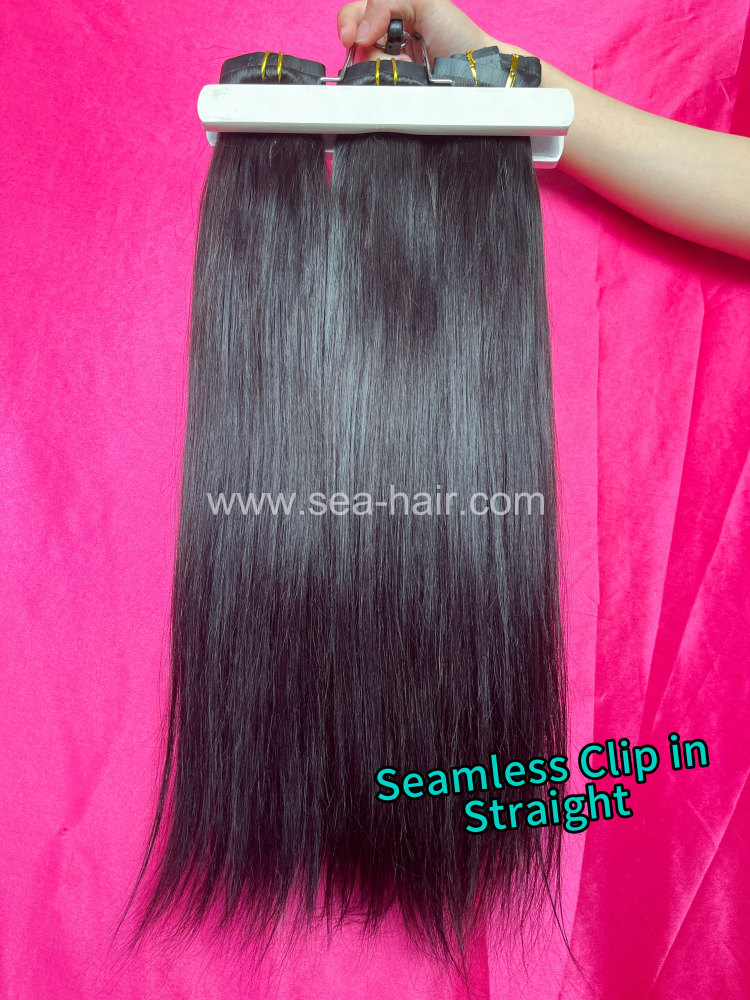 SEA Hair Seamless Clip-In Straight Hair Extensions 7Pcs/Set Single/3/4 Bundles Deals