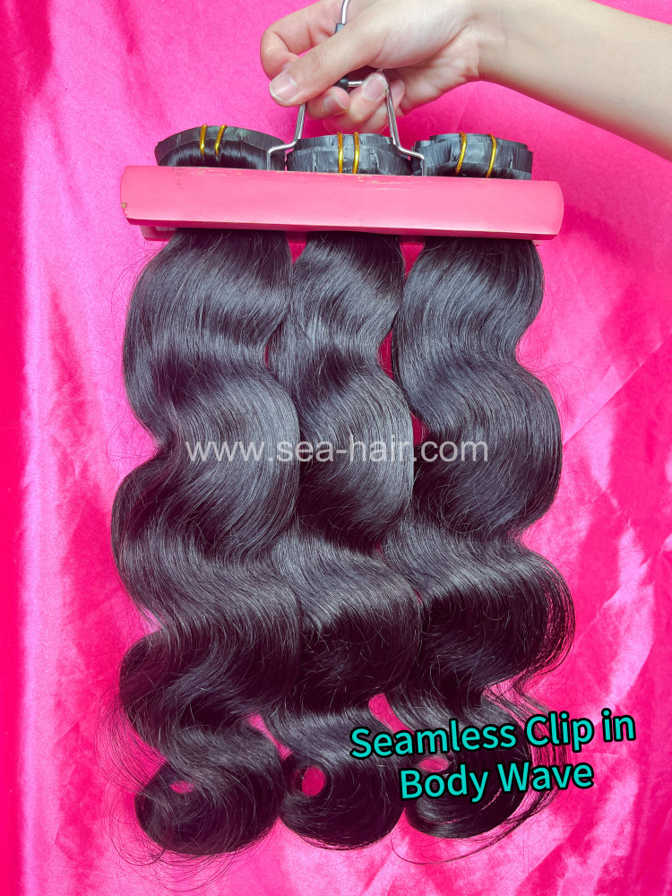 SEA Hair Seamless Clip-In Body Wave Hair Extensions 7Pcs/Set Single/3/4 Bundles Deals