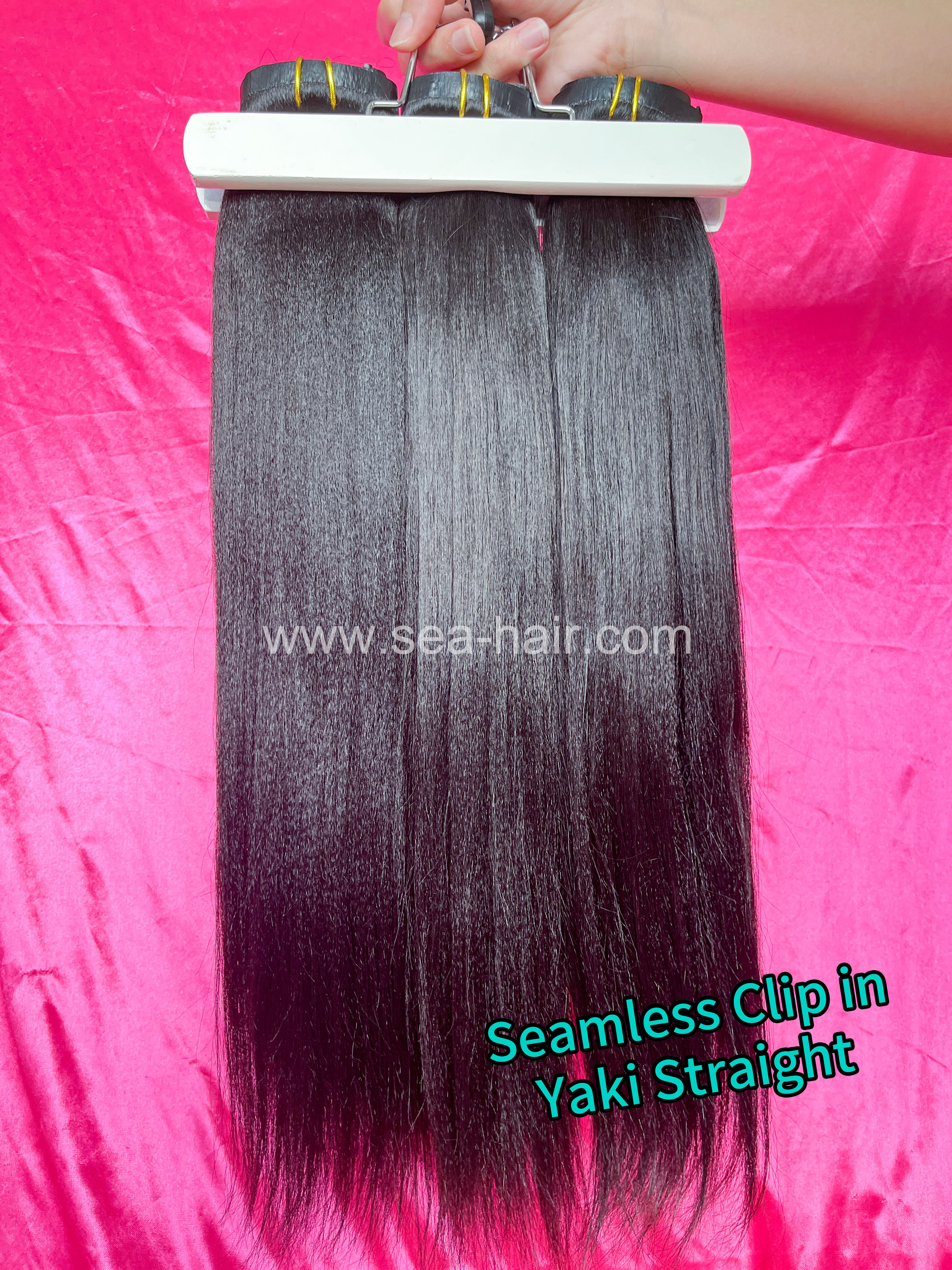 SEA Hair Seamless Clip-In Yaki Straight Hair Extensions 7Pcs/Set Single/3/4 Bundles Deals
