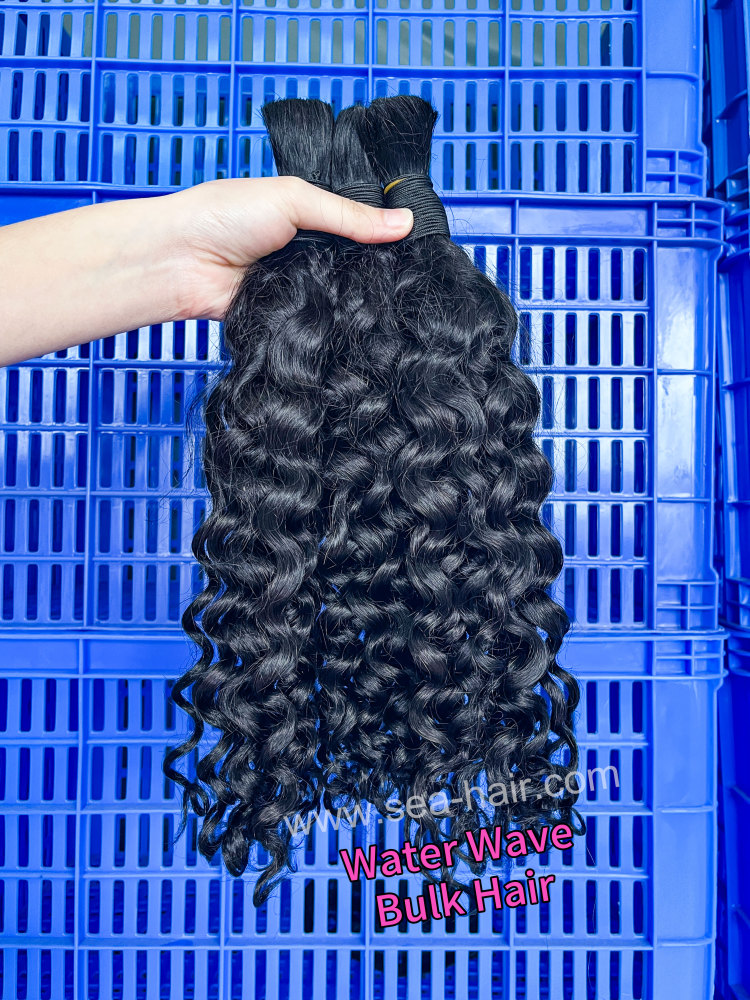 Sea Hair No Weft Water Wave Bulk Hair for Braiding 1/3/4 Bundles Deals
