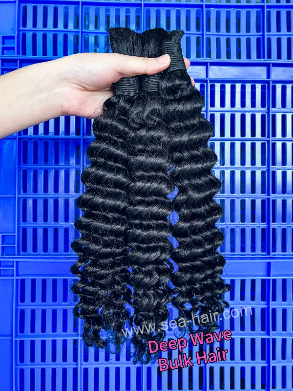 Sea Hair Deep Wave No Weft Bulk Hair for Braiding 1/3/4 Bundles Deals