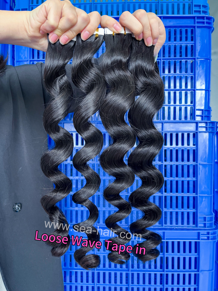 Sea Loose Wave Tape In Mink Hair 1/3/4 Packs 20/60/80 Pcs Deal