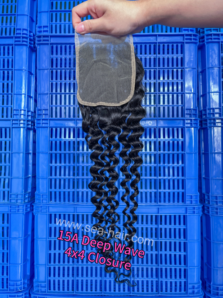 SEA Hair 15A Virgin Hair Deep Wave 4x4/5x5/6x6/13x4/13x6 HD & Transparent Closure/Frontal