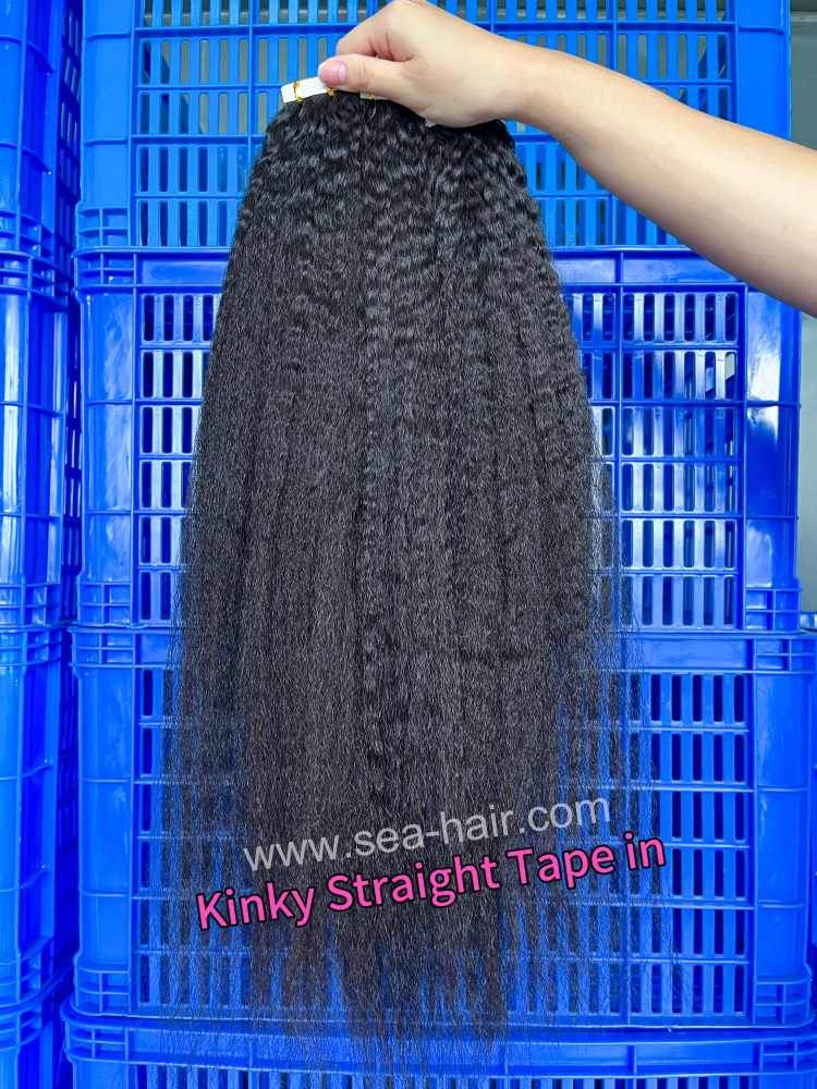 Sea  Mink Hair 1/3/4 Packs Kinky Straight Tape In 20/60/80 Pcs Deal