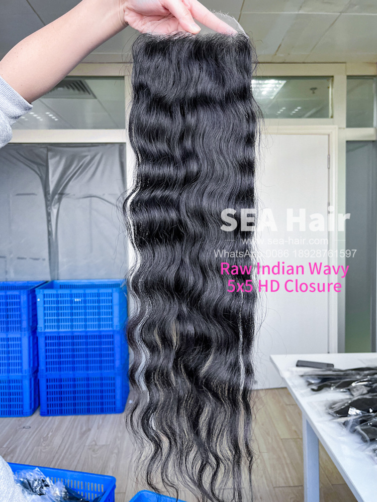 Raw Southeast Asian Indian Wavy 4X4/5X5/6X6/13X413X6 HD And Transparent Closure/Frontal Sea Hair