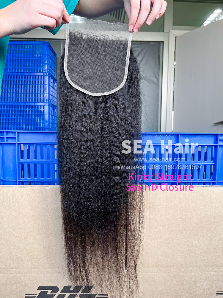 SEA Hair Kinky Straight 12A Mink Hair 4x4/5x5/6x6/13x4/13x6 HD & Transparent Closure/Frontal