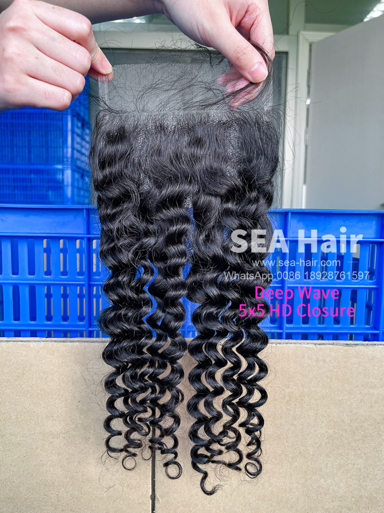 SEA Hair 12A Mink Hair Deep Wave 4x4/5x5/6x6/13x4/13x6 HD & Transparent Closure/Frontal