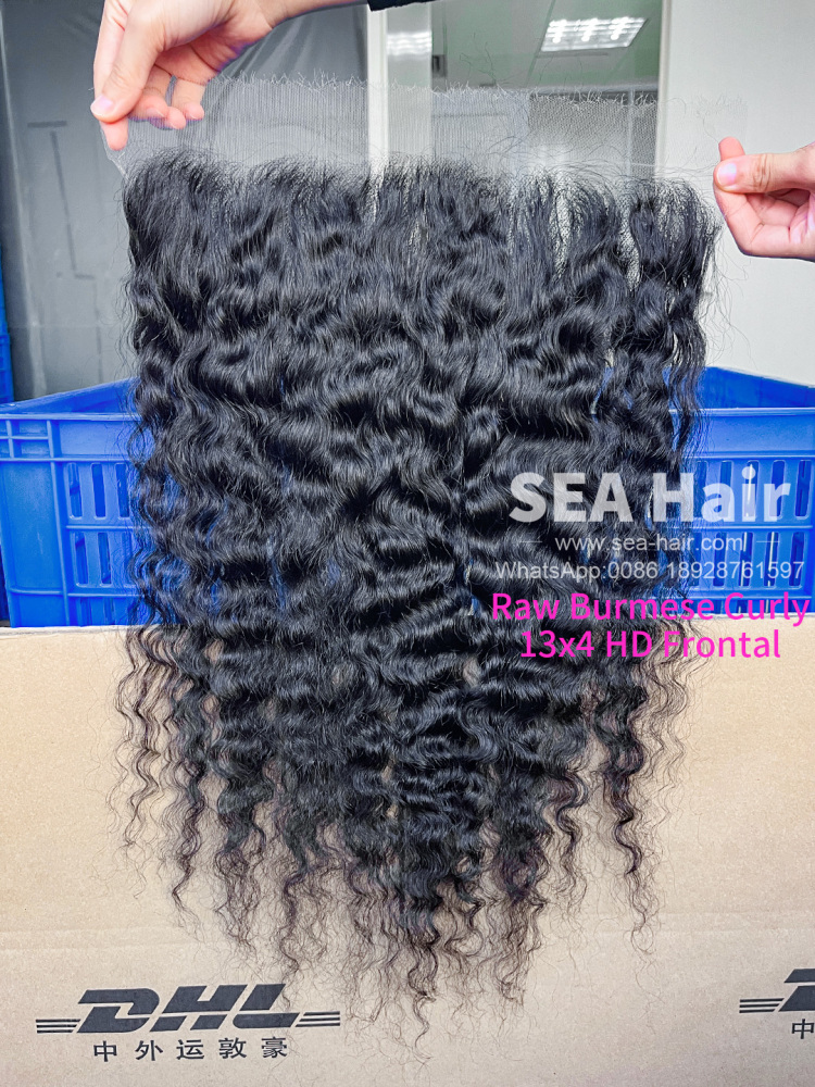 SEA  Burmese Curly Hair 4x4/5X5/6x6/13X4/13x6 HD And Transparent Lace Closure/Frontal