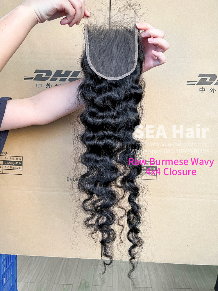 Raw Sea Hair Burmese Wavy 4x4/5X5/6x6/13X4/13x6 Lace Closure/Frontal
