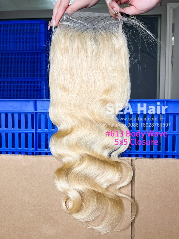 SEA Hair Body Wave Blonde #613 Color 4x4/5x5/6x6/13x4/13x6 HD & Transparent Closure/Frontal