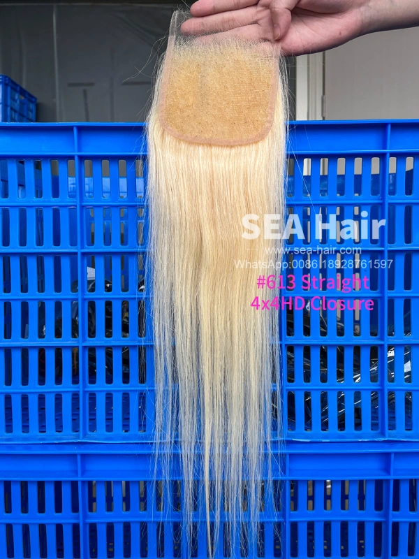 SEA Hair Blonde #613 Color Straight 4x4/5x5/6x6/13x4/13x6 HD & Transparent Closure/Frontal