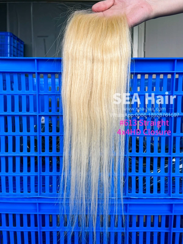 SEA Hair Blonde #613 Color Straight 4x4/5x5/6x6/13x4/13x6 HD & Transparent Closure/Frontal