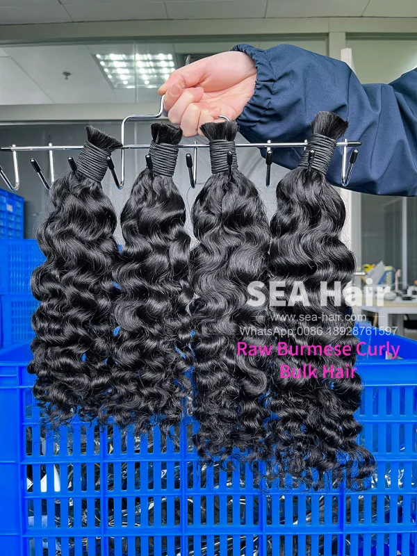 Sea Hair Raw Burmese Curly Hair No Weft Hair Bulk 1/3/4 Packs Deal