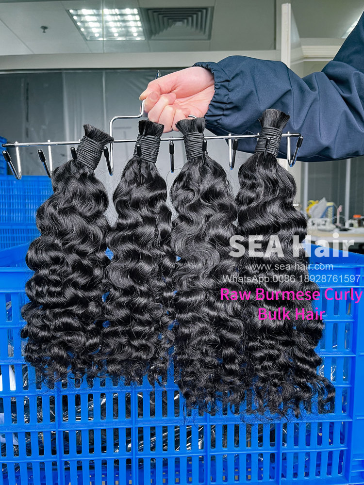 Sea Hair Raw Burmese Curly Hair No Weft Hair Bulk 1/3/4 Packs Deal