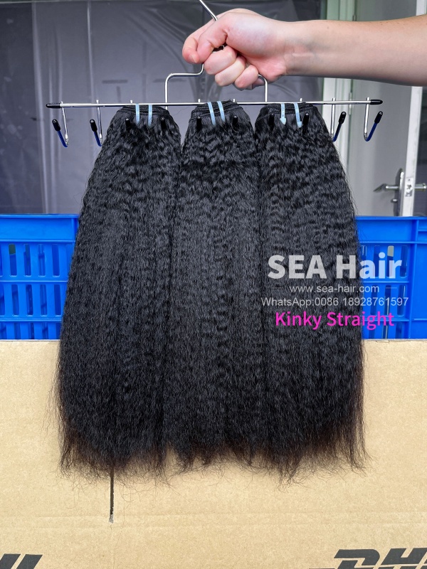 SEA Hair 100% Unprocessed Kinky Straight Luxury Human Hair 1/3/4 Bundles Deal