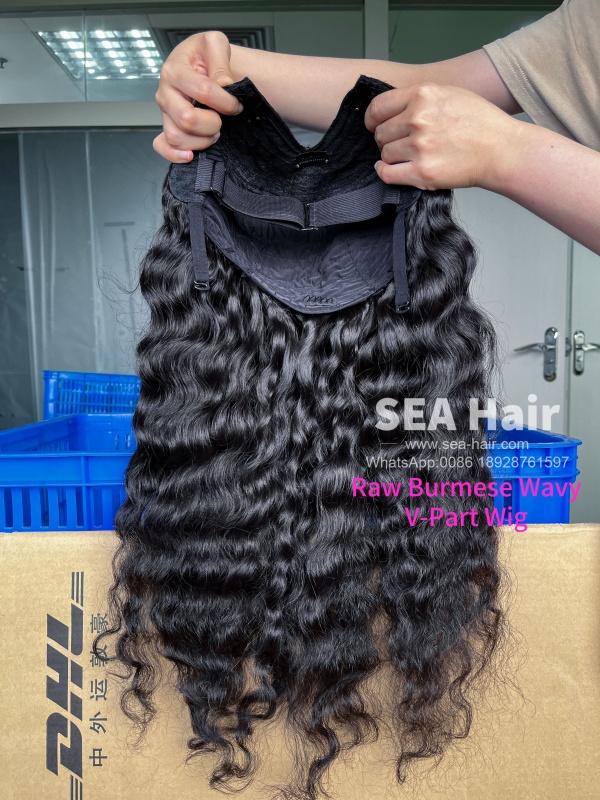 Sea Hair Raw Southeast Asian Burmese Curly V Part Wig