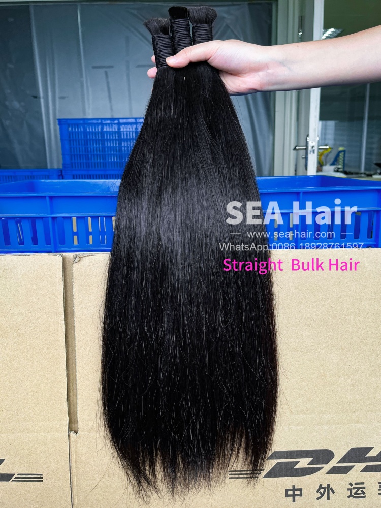 Sea Hair Mink Straight Bulk Hair No Weft for Braiding 1/3/4 Packs