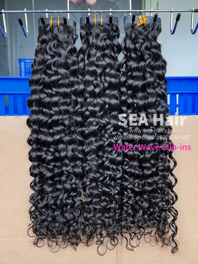 SEA Hair Seamless Clip-In Hair Extensions Water Wave 1/3/4 Packs 6/18/24Pcs Deal