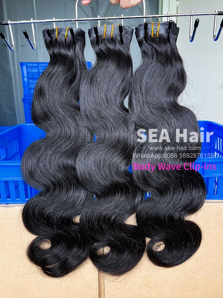 SEA Hair Seamless Clip-In Body Wave Hair Extensions 1/3/4 Packs 6/18/24Pcs Deal