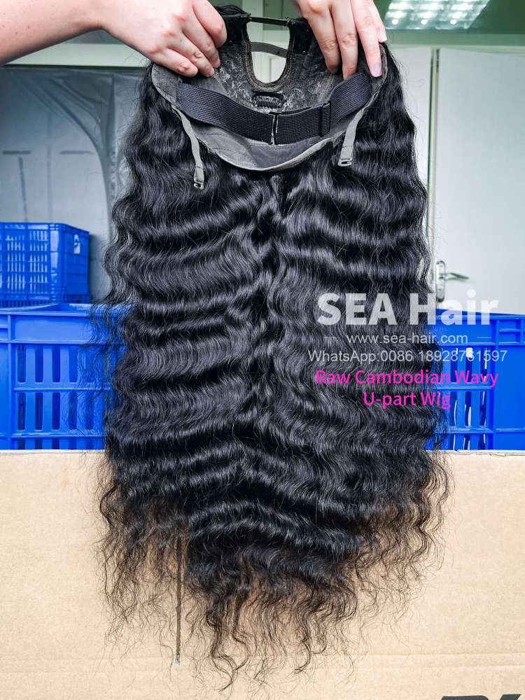 Sea Hair Raw Southeast Asian Cambodian Wavy Raw Hair U Part Wig