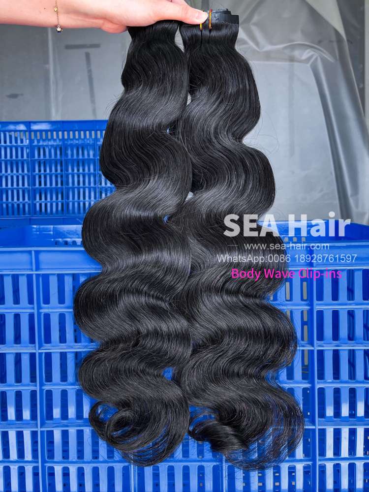 SEA Hair Seamless Clip-In Body Wave Hair Extensions 1/3/4 Packs 6/18/24Pcs Deal