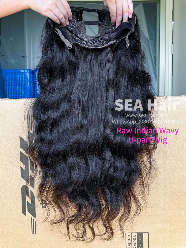 Sea Hair Raw Southeast Asian Indian Wavy Raw Hair U Part Wig