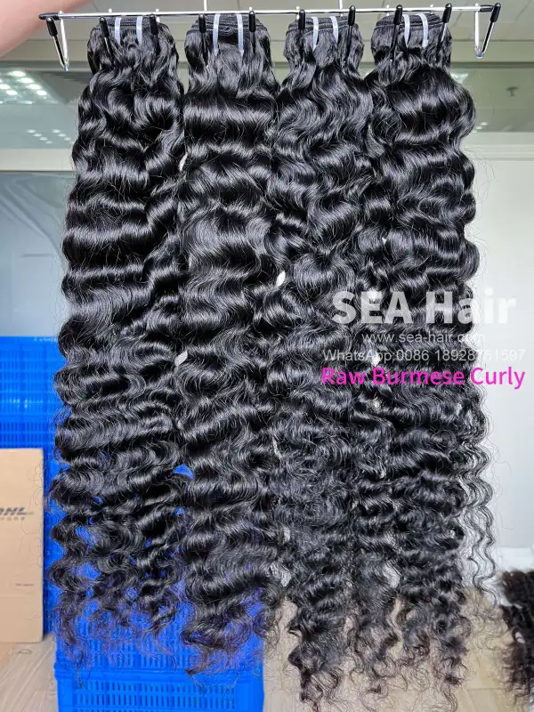 Southeast Asia Burmese Curly Sea Hair 1/3/4 Bundles Deal