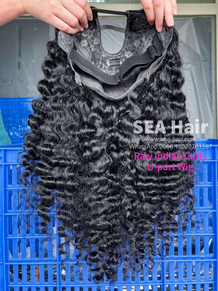Sea Hair Raw Southeast Asian Indian Curly Raw Hair U Part Wig