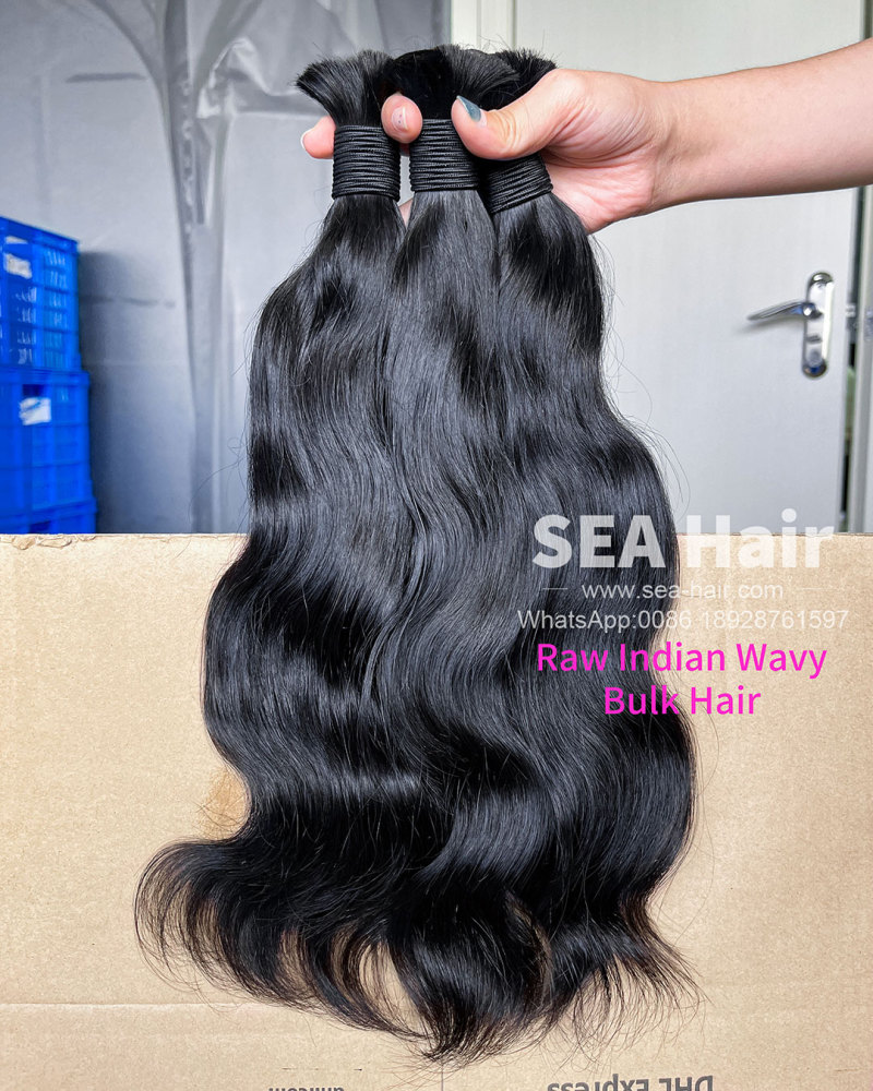 Sea Hair Raw Indian Wavy Hair No Weft Hair Bulk 1/3/4 Packs Deal