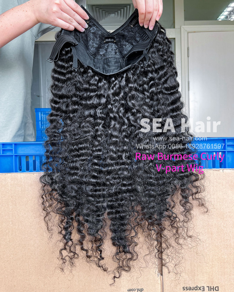 Sea Hair Raw Southeast Asian Burmese Curly V Part Wig