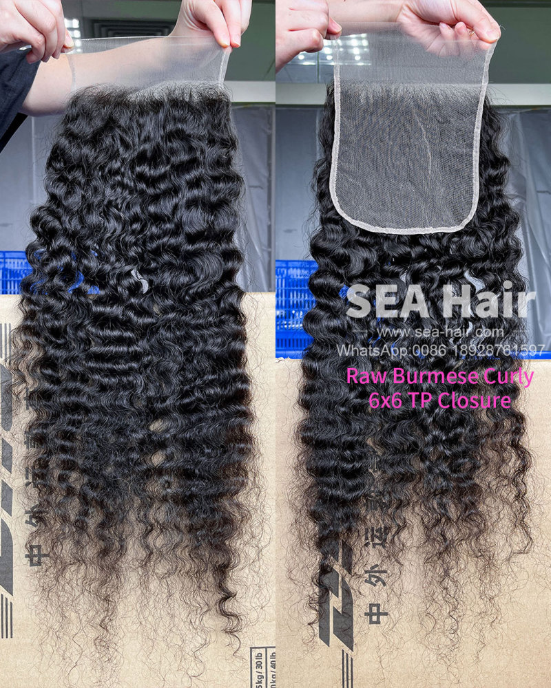 SEA  Burmese Curly Hair 4x4/5X5/6x6/13X4/13x6 HD And Transparent Lace Closure/Frontal