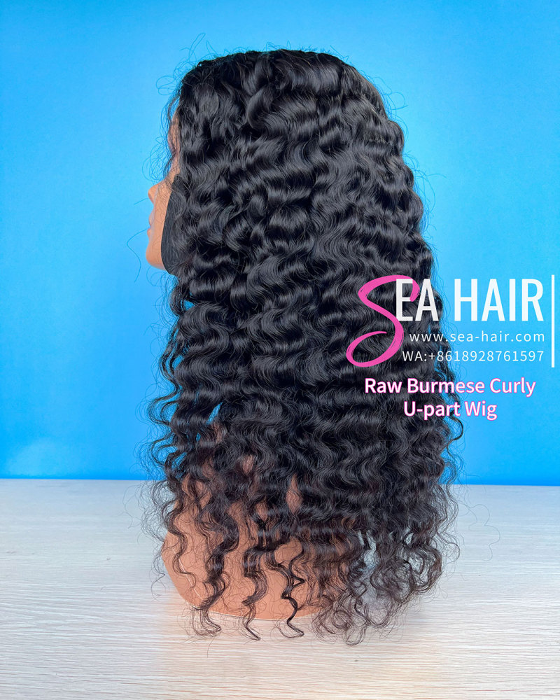 Sea Hair Raw Southeast Asian Burmese Curly Raw Hair U Part Wig