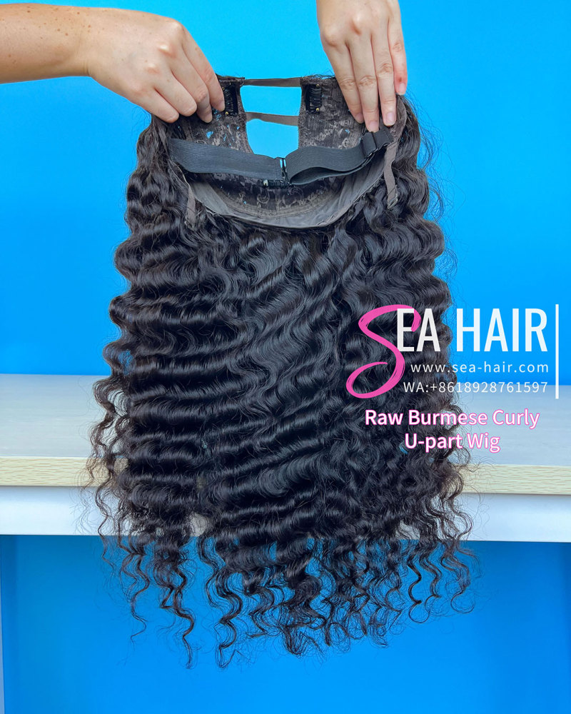 Sea Hair Raw Southeast Asian Burmese Curly Raw Hair U Part Wig