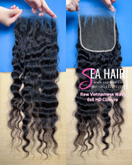 Raw Sea Hair Vietnamese Wavy 2x6/4x4/5x5/6x6/13x4/13x6 HD And Transparent Lace Closure/Frontal