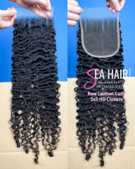 Raw Sea Hair Laotian Curly 2x6/4x4/5X5/6x6/13x4/13x6 HD And Transparent Lace Closure/Frontal