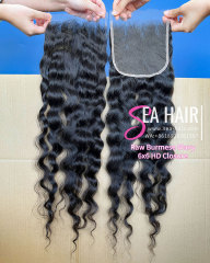 Raw Sea Hair Burmese Wavy 2x6/4x4/5X5/6x6/13x4/13x6 HD And Transparent Lace Closure/Frontal