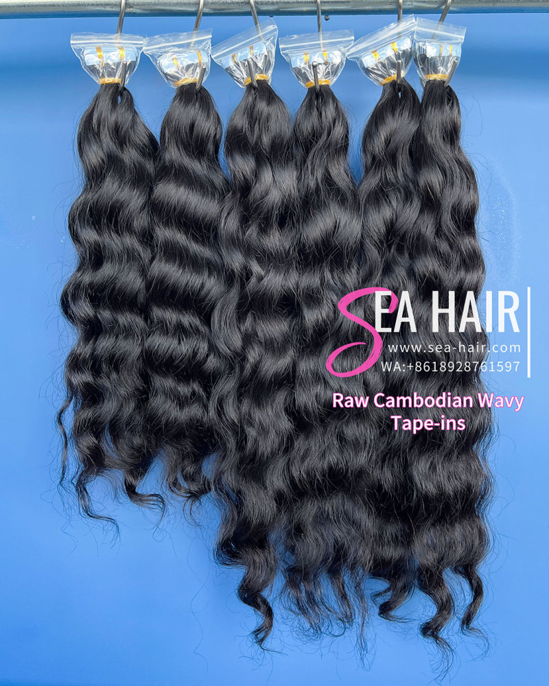 SEA Cambodian Wavy Raw Hair Tape In 1/3/4 Packs 20/60/80 Pcs Deal