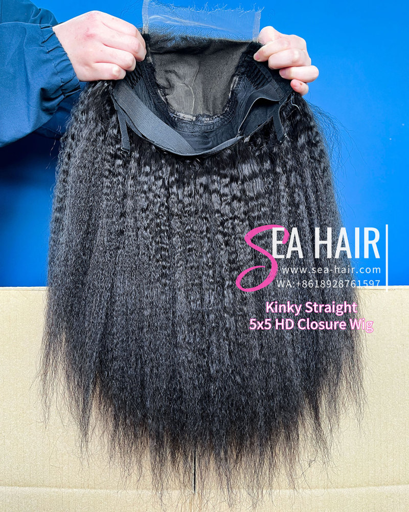 SEA Hair Kinky Straight Hair 5x5/13x4 HD/Transparent And Full Lace Pre-made Lace Wigs