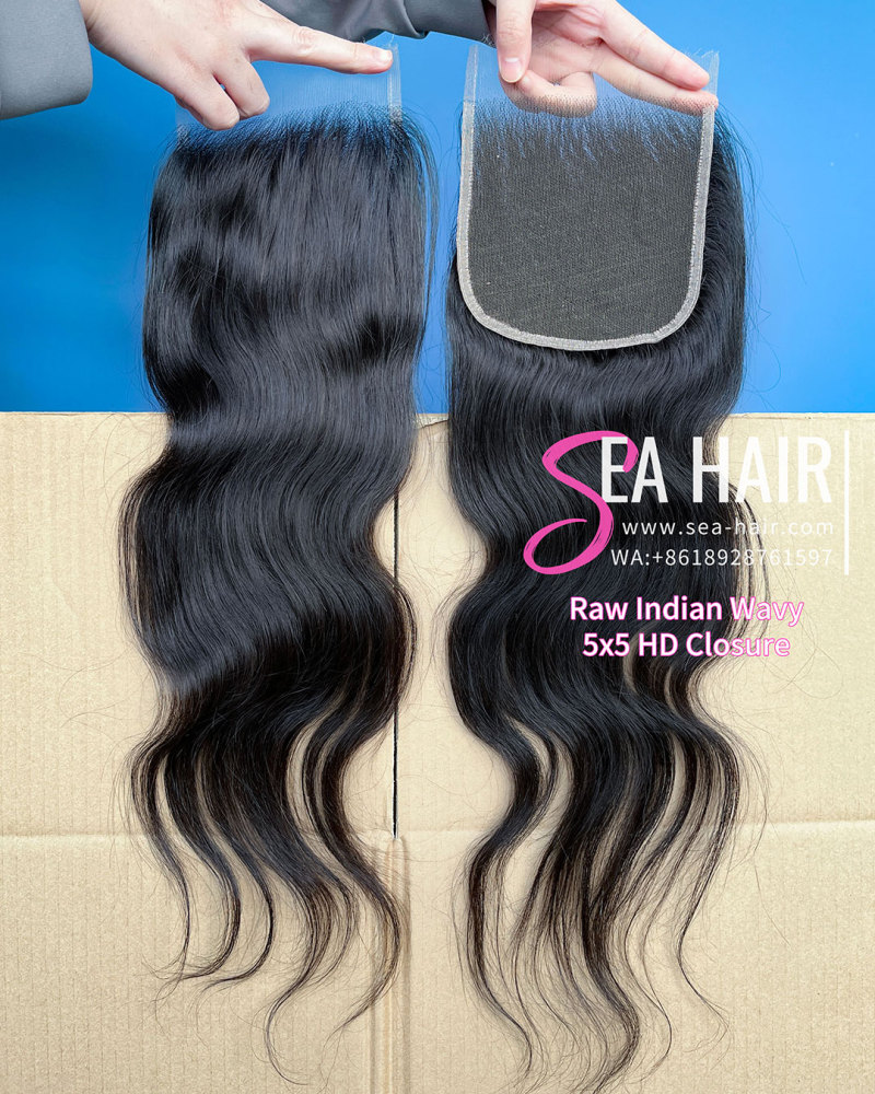 Raw Southeast Asian Indian Wavy 4X4/5X5/6X6/13X413X6 HD And Transparent Closure/Frontal Sea Hair