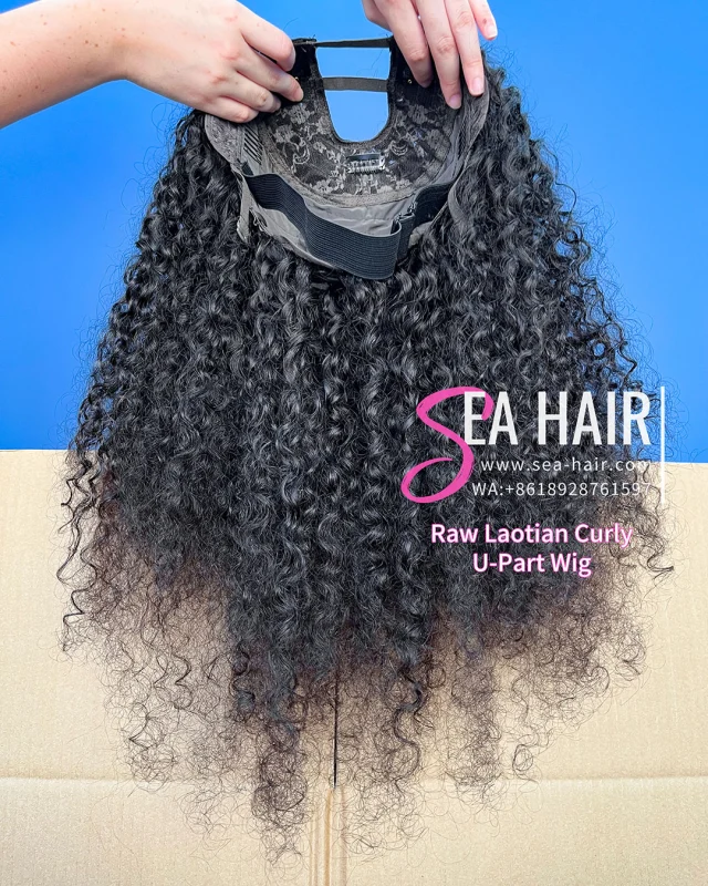 Sea Hair Raw  Laotian Curly Southeast Asian Raw Hair U Part Wig